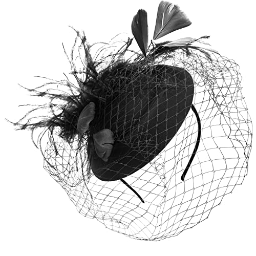 Image of DRESHOW Fascinators Hat Feather Headband Women's Fascinators Tea Party Headwear with Clip Flower Head Band for Girls & Women