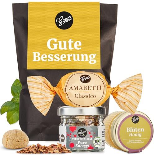 Gepps Feinkost Gute Besserung Wundertüte Mini I Kleiner gefüllter Geschenkkorb mit Delikatessen für Genesungswünsche I Get well soon Geschenk zur Aufmunterung I Gourmet Geschenk