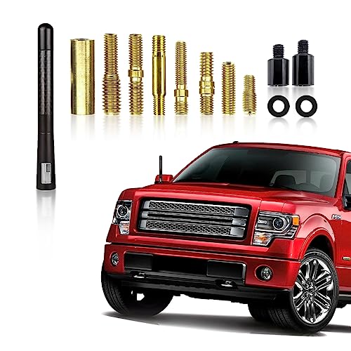 Ziciner Car Carbon Fiber Antenna, 1 PC Auto Replacement Short Antenna Mast, Waterproof Durable Aluminum Car Exterior Decor Accessories Toppers Antenna, Universal Fit for Most Cars (Black)