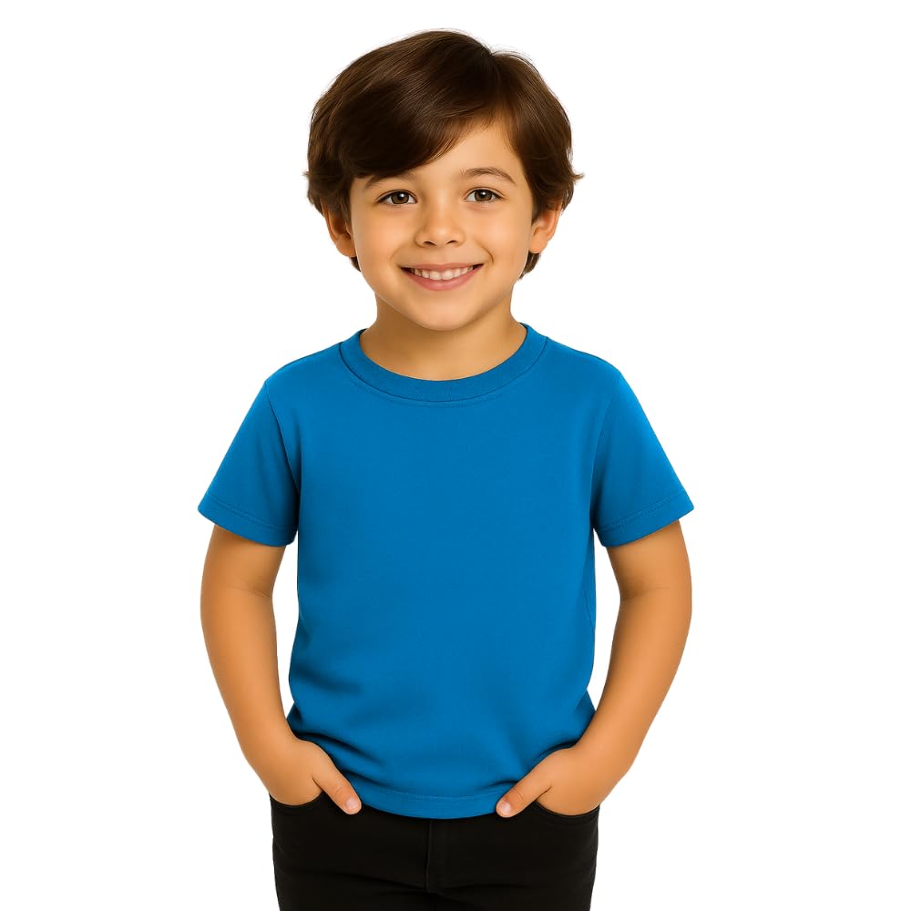 Moneysavers Kids Round Neck boys T Shirt 170 GSM Pure Cotton Basic Colors