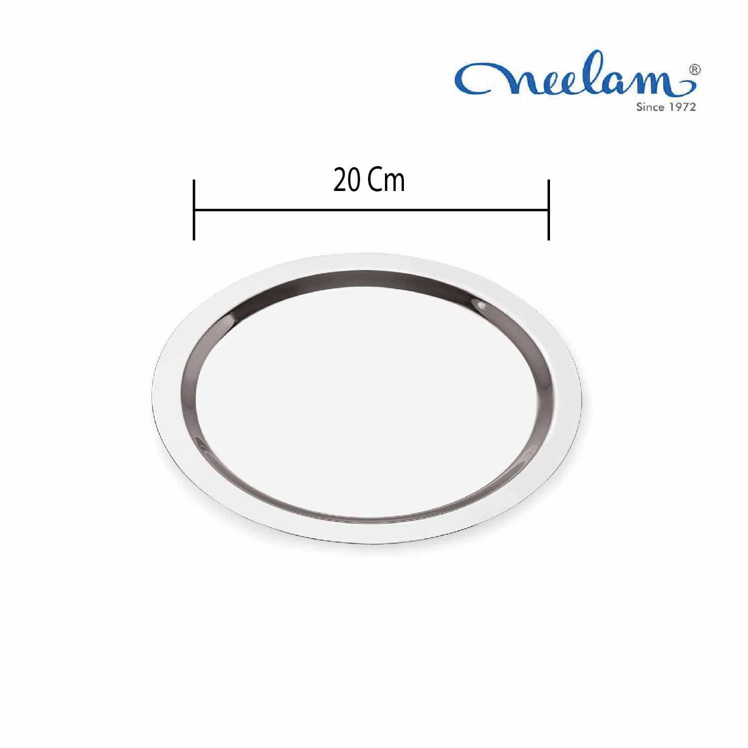 Neelam Stainless Steel 22, 22 Gauge, Tope Cover/Ciba/Lid/Cheeba/Dhakan, 20 cm, Multipurpose, Round Steel Lid, Silver 1