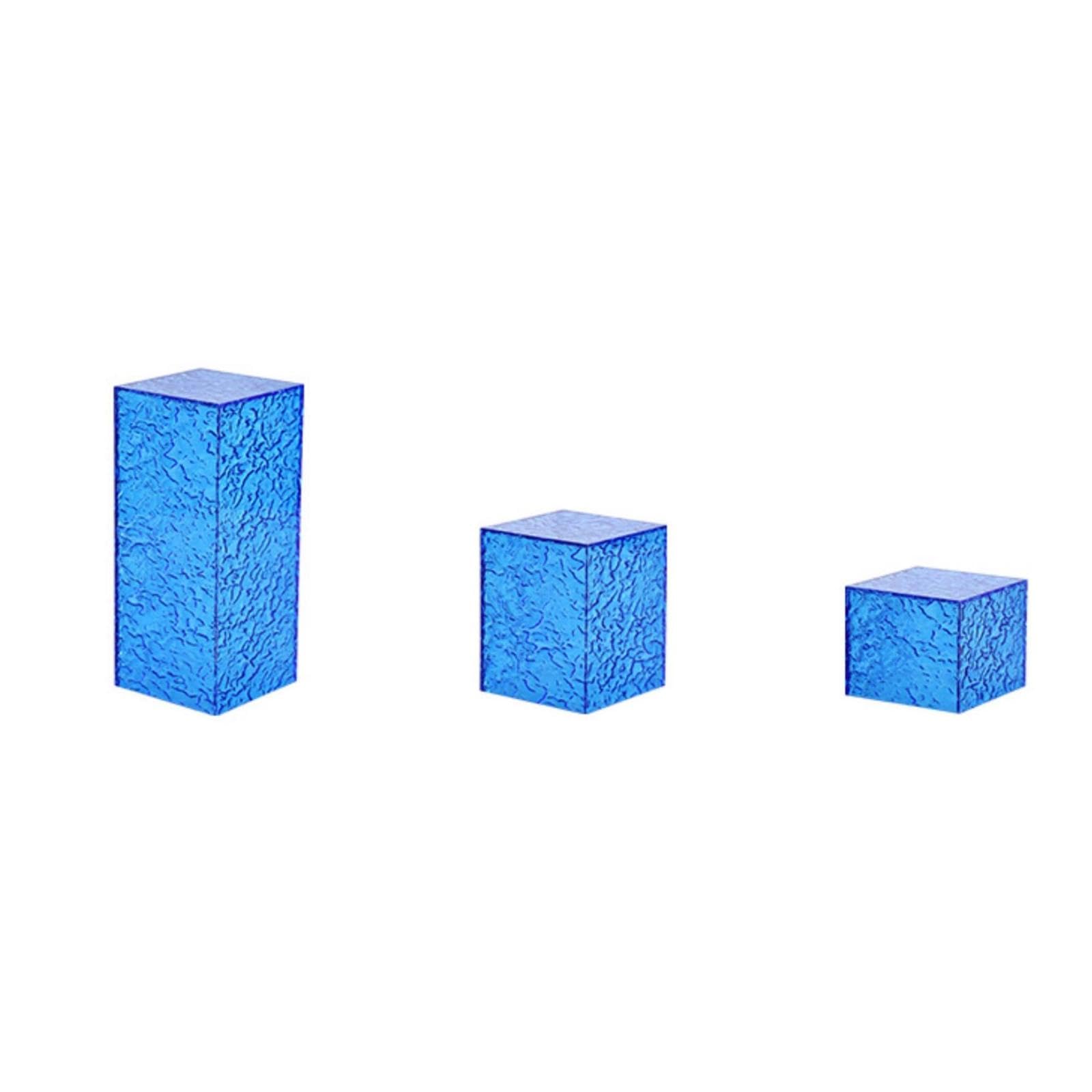 Dessert Display Pedestal Acrylic Buffet Table Elevators Textured Tabletop Food Riser for Caterers, Event Planners, Weddings, Afternoon Tea Water Cube Blue 3-pc-image-13