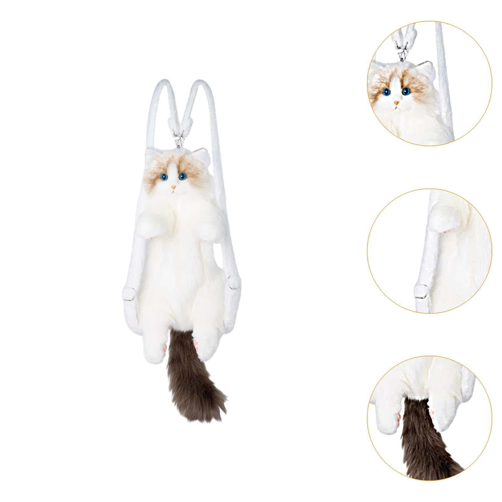 LOVIVER Zaino di peluche a forma di gatto carino, zaino da cartone animato per bambini, adolescenti, donne, regalo di compleanno, Senza Collare