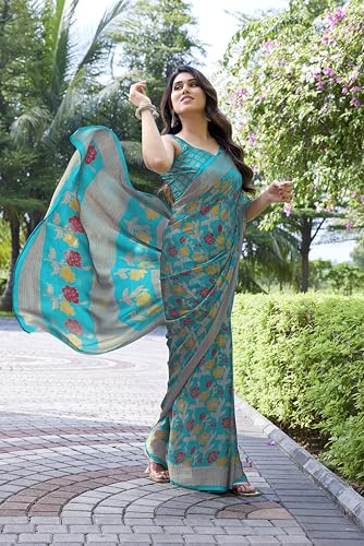 Image of MIRCHI FASHION Saree for Woman Chiffon Floral Printed | Lightweight Daily Wear Women's Sari with Unstitched Blouse Piece (Available in 20 Colors)