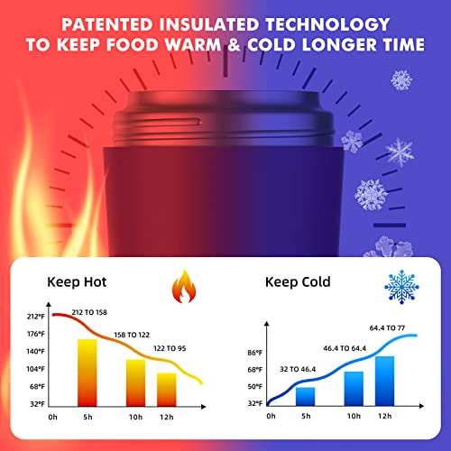 Dacool Insulated Lunch Containers Hot Food Thermos With Handle Spoon 16 Oz Insulated Food Jar For Hot Food Soup Leakproof Stainless Steel Lunch Box Hot Food Jar For Girls School, Purple #TOP1