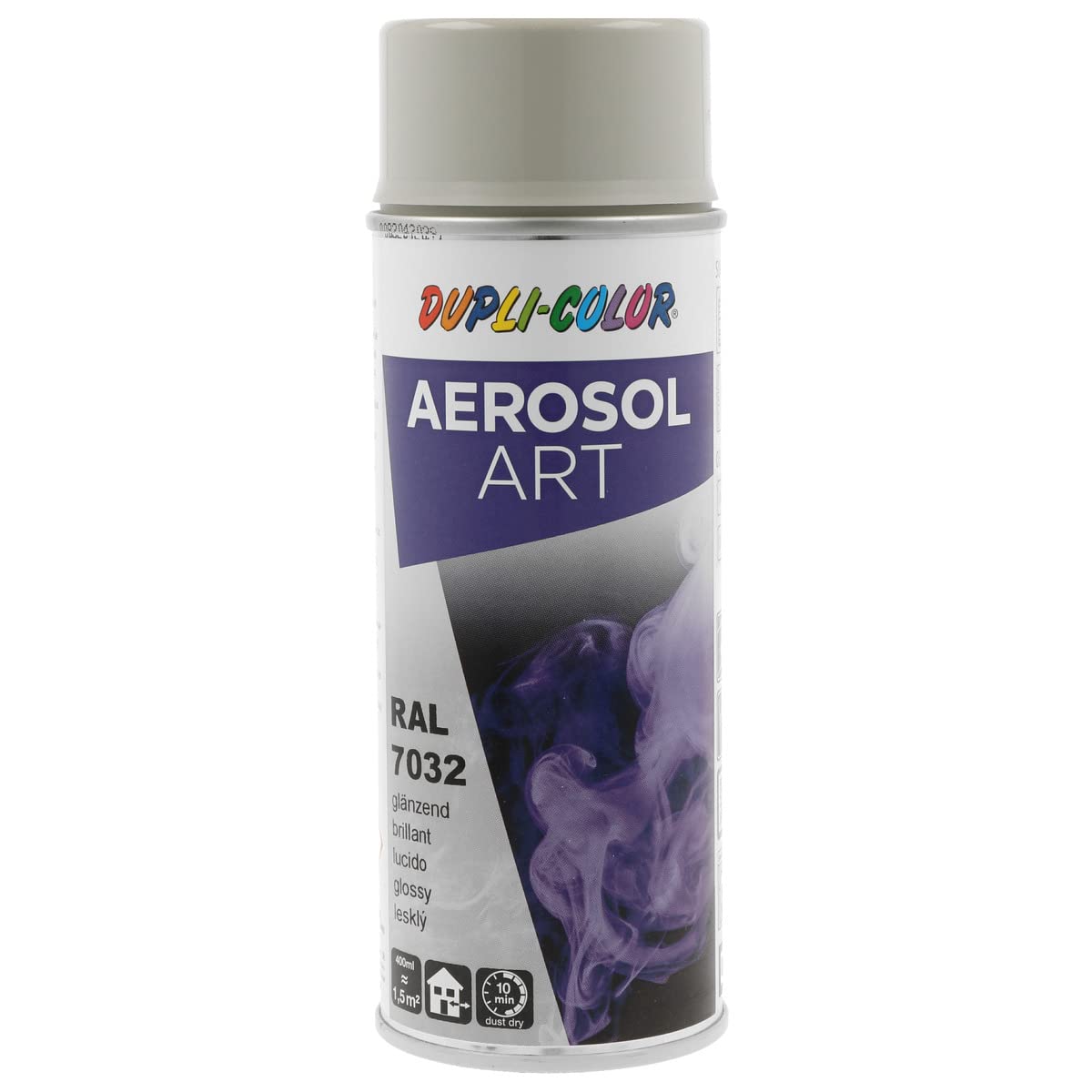 DUPLI-COLOR AEROSOL ART RAL 7032 kieselgrau glänzend 400 ml, Spraylack für vielseitigen Einsatz, schnelltrocknend, hohe Deckkraft, für Innen- und Außenbereiche geeignet