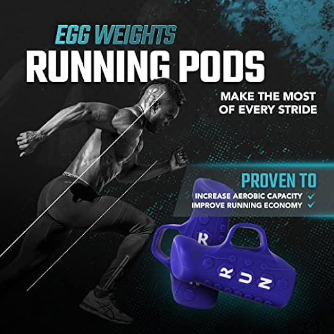 Egg Weights Running Pods 2.0 lbs Set Metal Alloy Hand Weights with Anti-Slip Finger Loop for Running, Outdoor Training for Adults - 2 Pods, 1.0 lbs each + Free E-Book Workout Guide