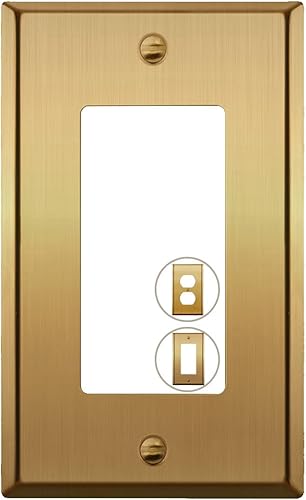 Rio Salto Placa de pared de metal dorado para interruptor de luz o cubierta de enchufe, resistente a la corrosión, cubierta de pared de un solo