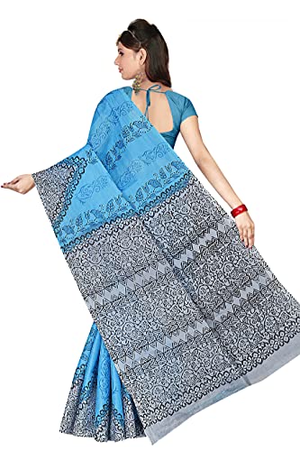 Image of TAMAIRA FASHION Mulmul Pure Cotton Saree For Woman Floral Block Printed |Office Wear Daily Wear Sarees For Women Without Blouse Piece