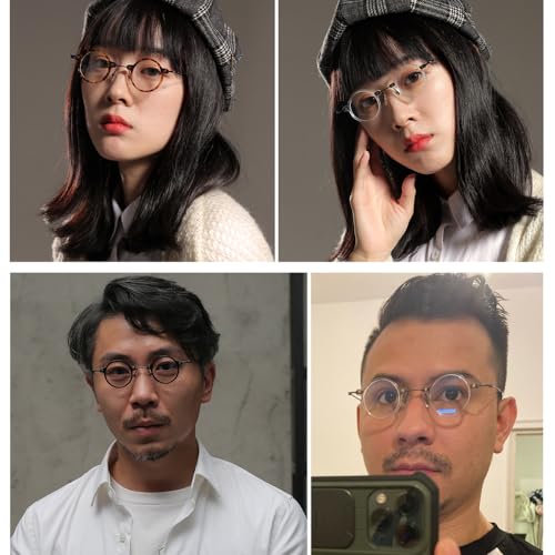 Image of Blue Light Blocking Glasses Computer Game Vintage Small Round Acetate Eyeglasses Frames