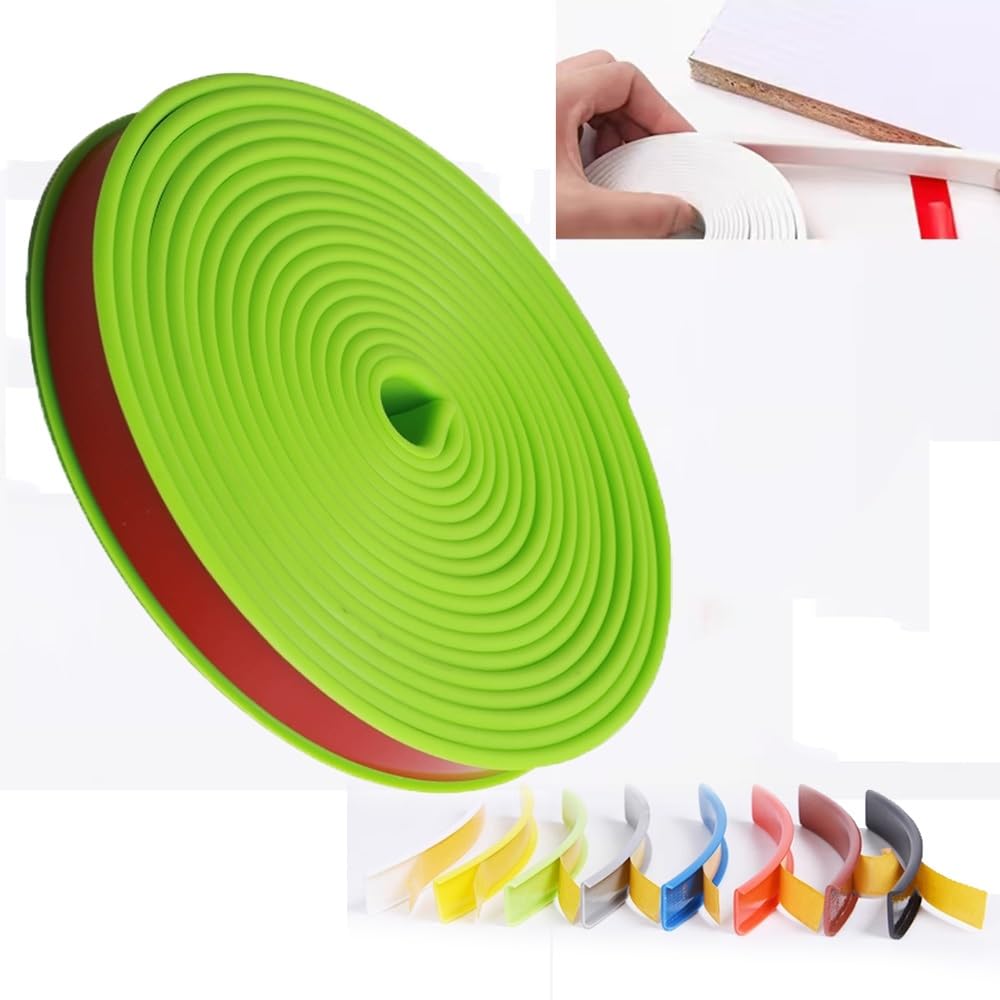 Flexible Banda De Borde En Forma De U Borde De Chapa TPE Autoadhesiva Protectores De Esquinas 20m Banda De Borde De Chapa para Encimera Sillas Mesa Muebles(Green,20mx18mm)