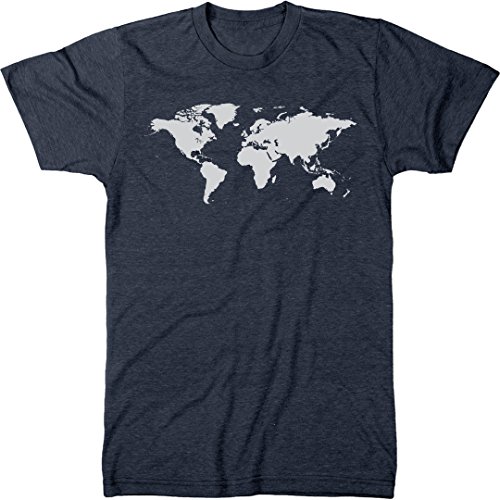 Trunk Candy World Map Men's Tri-Blend T-Shirt (Vintage Navy, Large)