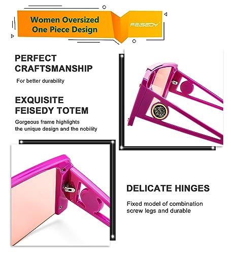 FEISEDY Women Sunglasses, Oversized Square Flat Top Shield Shades for Men B40602