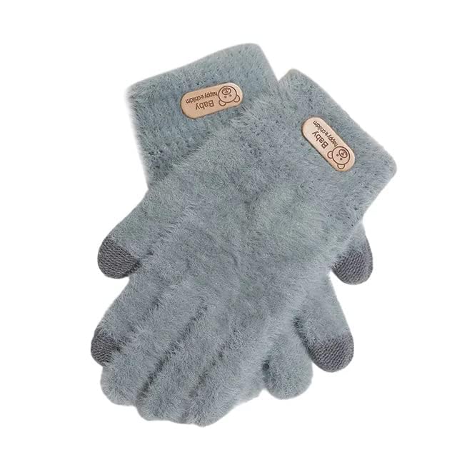 winter gloves knitted gloves winter warm thick touch screen fur gloves solid mittens for mobile phone tablet pad women's cashmere wool glove warm gloves