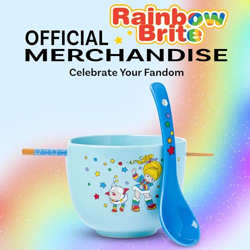 Image of Silver Buffalo Rainbow Brite and Twink, Ramen Bowl with Chopsticks, 20oz | Ceramic, Includes Spoon, Noodle Rice Bowl, Microwave Safe, 0.59 Liters