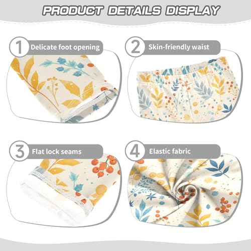 KLL Merry Christmas Winter Leaves Snowflakes Toddler Girl Basic Leggings Stretch High Waisted Yoga Pants Gym3