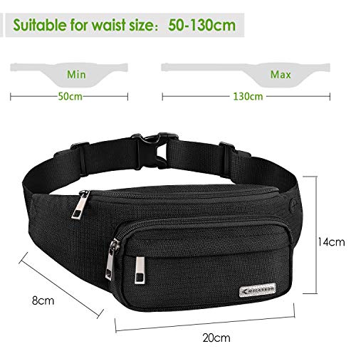 MYCARBON Heuptas, zwart, groot voor 8 inch mobiele telefoon, heuptas, riemtas voor op reis, voor dames en heren - Image 7