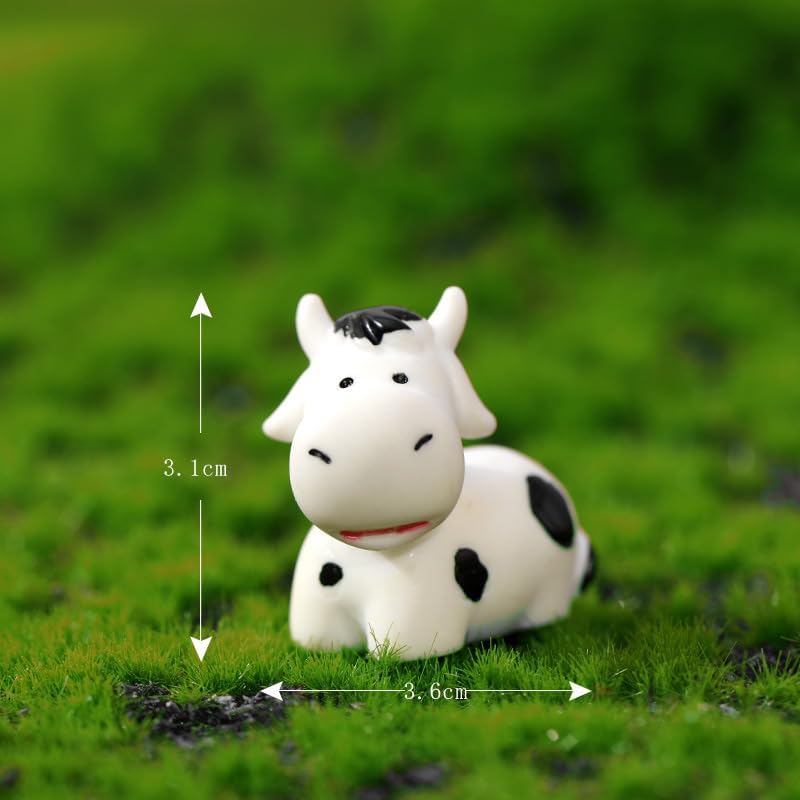 Miniatura 2 de 30 piezas de micro paisaje de vacas de resina, mini figuras de vacas en miniatura para bricolaje jardín de hadas en miniatura paisaje de musgo