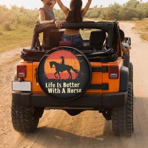 Image of Delerain Horse Lovers Spare Tire Covers for RV Trailer SUV Truck and Many Vehicle, Wheel Covers Sun Protector Waterproof, (14 Inch for Diameter 23 inch-27 inch)