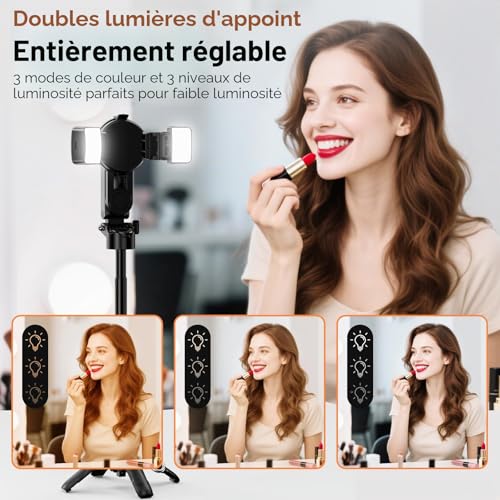 Trépied selfie stick magnétique CloudValley avec mini lumières et télécommande - 6