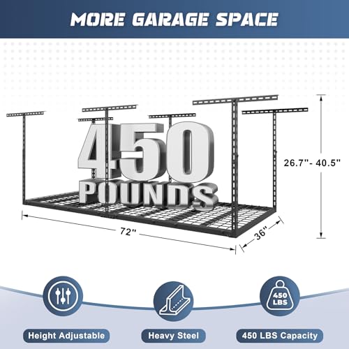 3X6FT-Overhead-Garage-Storage-Rack-450LBS-Capacity-26-40-Height-Adjust-No-Sagging-More-Load-bearing-Rust-Resistant-Ceiling-Mount-Heavy-Steel-Garage-Ceiling-Storage-Racks-Black