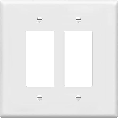 ENERLITES - Cubierta decorativa de interruptor doble, placa de pared de dos salidas, 2 bandas de gran tamaño, 5.50 x 5.50 pulgadas, termoplástico de ENERLITES - Cubierta decorativa de interruptor doble, placa de pared de dos salidas, 2 bandas de gran tamaño, 5.50 x 5.50 pulgadas, termoplástico de