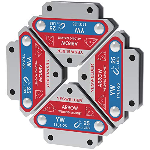 Image of YESWELDER 4-Pc Welding Magnet Set, 25 lb Holding Power Welding Accessories | magnetic holding support, workpiece positioning, fit-up, assembly