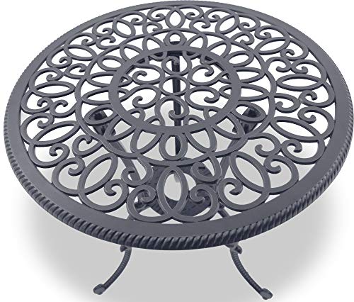 Homeology BANGUI Luxurious Garden & Patio Table & 2 Large Chairs with Armrests Cast Aluminium Bistro Set - Graphite - Image 4