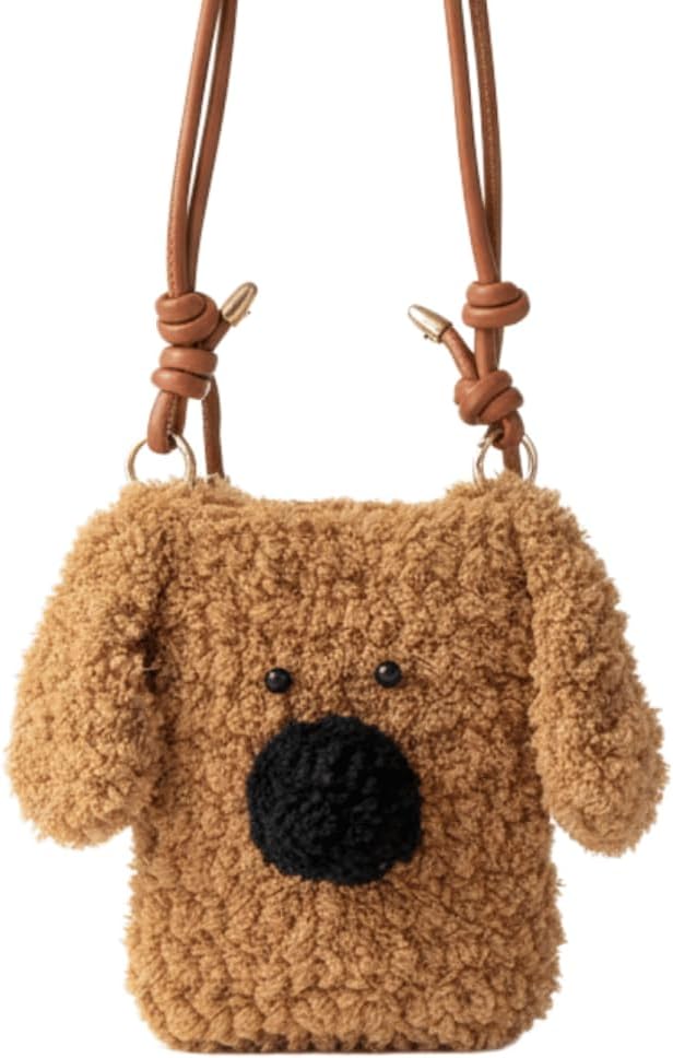 Cute Plush Dog Crossbody Bag for Girls Women, Kawaii Puppy Purse Small Shoulder Handbag, Mini Plush Purse Gift for Dog Lovers