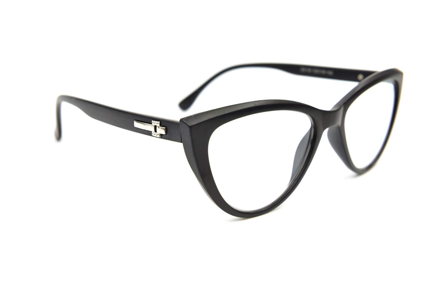 Fads & Fashions Unisex Black Cat Eye Reading Glasses Womans Stylish Fashion Chic Bling Retro 1960S Metal Hinges Dx64 (, 2.50, X)