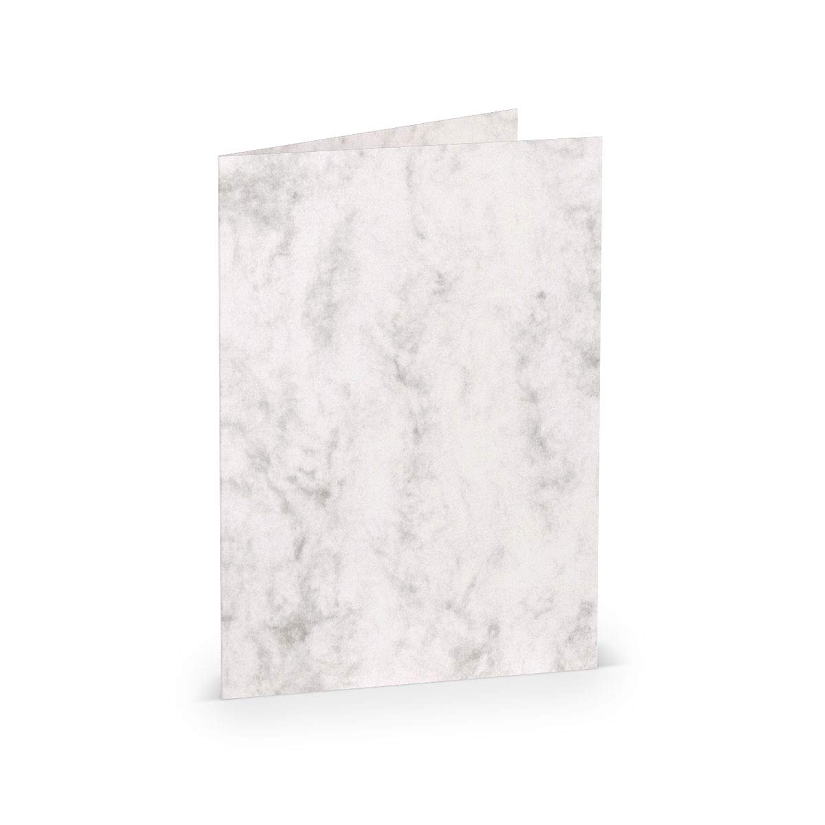 PAPERADO 150 Faltkarten DIN A6 - Grau Marmora Marmor Weiß - 10,5 x 14,8 cm - 220 g/m² - Doppelkarte Klappkarte Einladungskarte