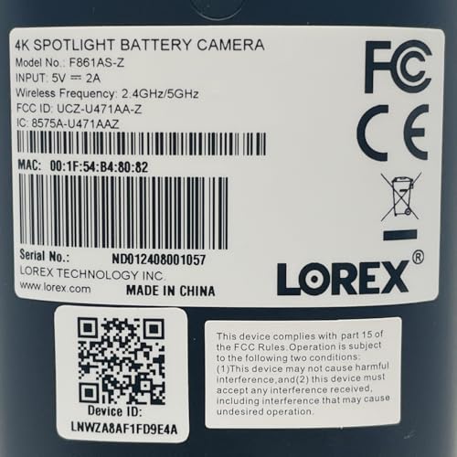 Lorex 4K Battery-Operated Wi-Fi Spotlight Camera | Black | 2-Way Talk | Color Night Vision | Person & Vehicle Detection | Siren | MicroSD Not Included | Cloud-Enabled | IP65 Weatherproof