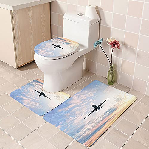 ZDDWLDL 4-Teilig Duschvorhang Set Mit Rutschfesten Teppichen Toilettendeckel Und Badematte Wasserdicht Farbfest Schimmel… – Bild 4