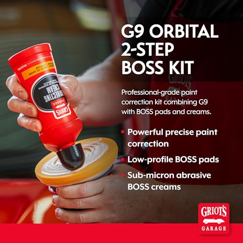 Image of Griot's Garage G9 Orbital 2-Step Ceramic Kit for Car Polishing and Detailing, Includes Orbital Polisher, BOSS Correcting Cream, Finishing Sealant, and 6.5 inch Foam Pads