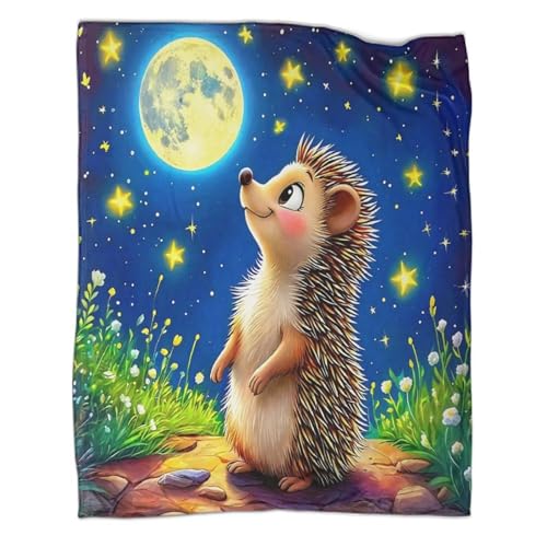 Couverture lit microfibre douce et chaude motif hérisson
