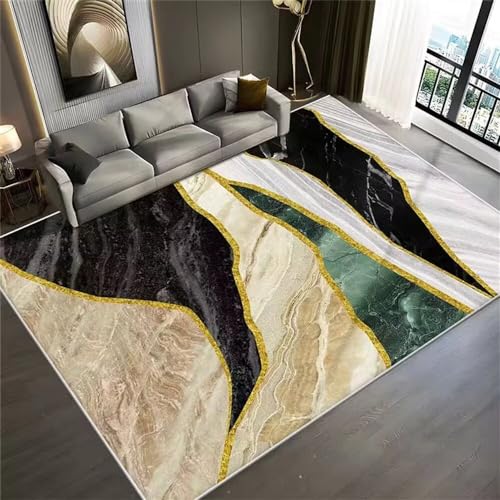 Tapis de chambre doux et durable marbre jaune chic
