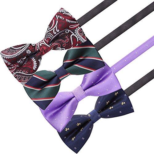 Image of AUSKY 8 PACKS Elegant Adjustable Pre-tied Bow Ties for Men Boys (1&4&5&6&8 Pack for option)