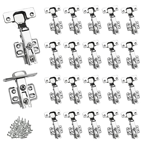 WOOLUCK 110 Degré Plein Recouvrante Soft Close Charnieres, Charnières avec Amortisseur Hydraulique, pour Armoires de Porte Cuisine Fabriqué(Lot de 20)