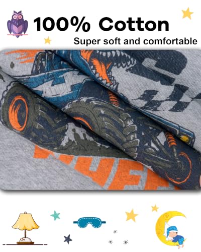 Image of DAUGHTER QUEEN Boys Pajamas 4 Pieces Long Set 100% Cotton Sleepwear Size 18 Months-12 Years