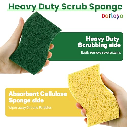 Image of 12 Count Heavy Duty Scrub Sponges,Dual Sided Kitchen Sponges for Non-Coated Cookware and Outdoor Grills, Flexible, Durable, and Strong, Long Lasting Cleaning Sponges for Cleaning Kitchen Dishes