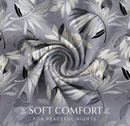 Image of BSB HOME 210 TC Cotton Feel Single Bedsheet with 1 Pillow Cover, Soft & Breathable Floral Printed Bed Sheet, Fade Resistant, Bedding for Home & Bedroom, 60 x 90 Inches (152 x 229 cm) (Mineral Grey)