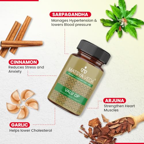 Image of MATSYA VEDA Herbals: ValvOp | Improves Cholesterol & High Blood Pressure | 10+ Ayurvedic Ingredients | 120 Veg Capsules | Pack of 2