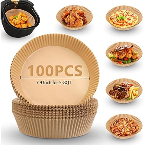 Air Fryer Disposable Liners - 7.9 Inch Large Air Fryer Disposable Liner Baking Paper Roasting Microwave Food Grade Baking Fryer Disposable Paper Oil-proof Non-stick for Cooking Roasting Microwave Cover