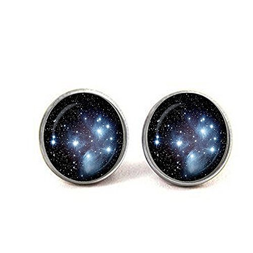 Pleiades Star Cluster Cufflinks Galaxy Cufflinks, Universe Jewelry, Space Cufflinks, Silver Plated Cufflinks, Jewelry, Space, Black, Blue