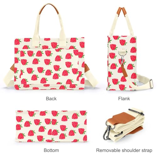 Image of Canvas Tote Bag for Women with Pockets Crossbody Bag Tote Shoulder Handbags Casual Work Bags Everything Tote Bag