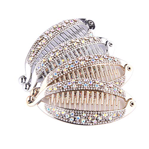 JIHUOO 4 Stücke Strass Bananenspange Haar Klaue Pferdeschwanz Halter Clip Haarschmuck Cover