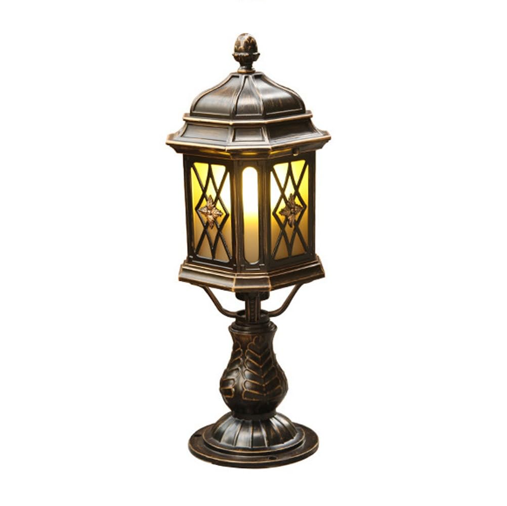 GTHTUHFD Black Street Lamp, Outdoor Deck Fence Lighting With Frosted Glass, Retro Post Light For Garden Patio Driveway Pathway