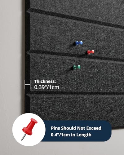 Large Cork Board Alternative 48"X36" Bulletin Board 12 Pack Felt Wall Tiles with Self Adhesive for Wall Home Office Decor, Pin Cork Boards-Black image 1
