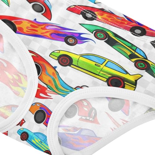 Joisal Cotton Girls Underwear Toddlers Colorful Cartoon Race Cars Little Girl Panties Funny Underpants Briefs 2t4