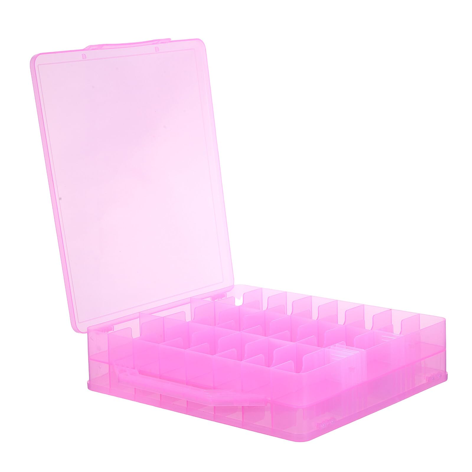 PLAFOPE Caja de Almacenamiento de Plástico Transparente con Asa Doble Capa y Compartimentos Organizador para Suministros de Costura y Manualidades Caja Multiusos para Hilos Agujas y